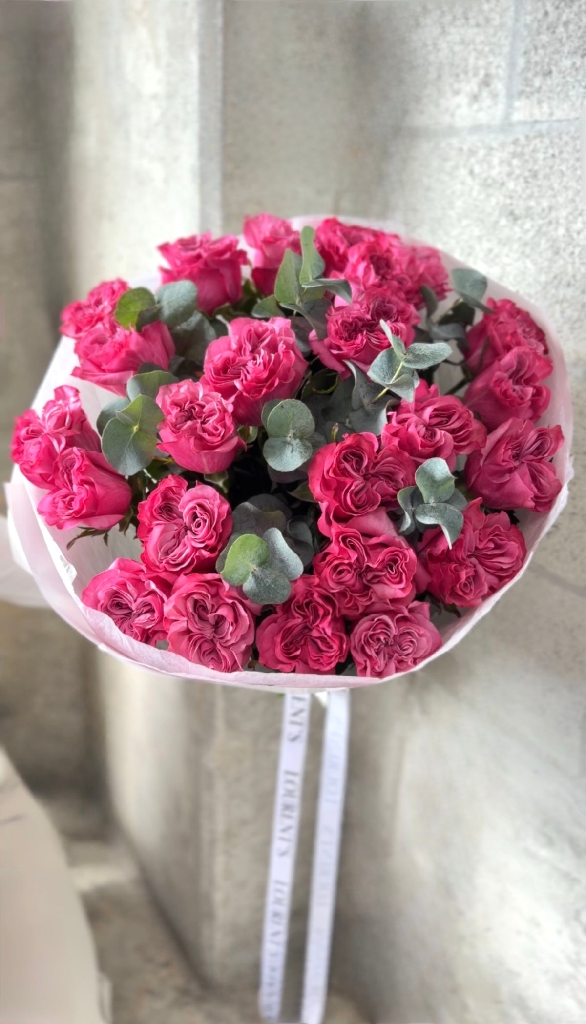 Bouquet of Country Blues Roses with Eucalyptus