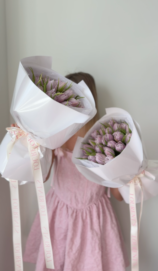 Bouquet “peony” lavender tulips