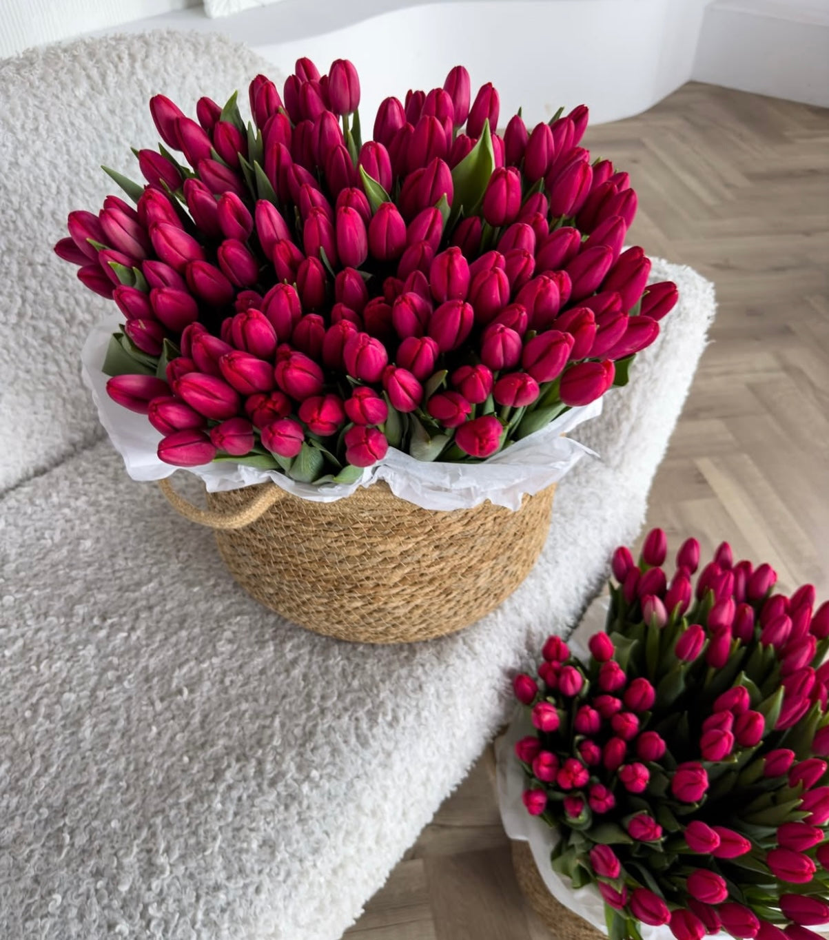 Tulips in basket