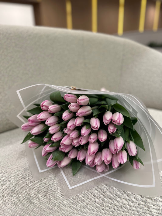 50 Pink Tulips Bouquet